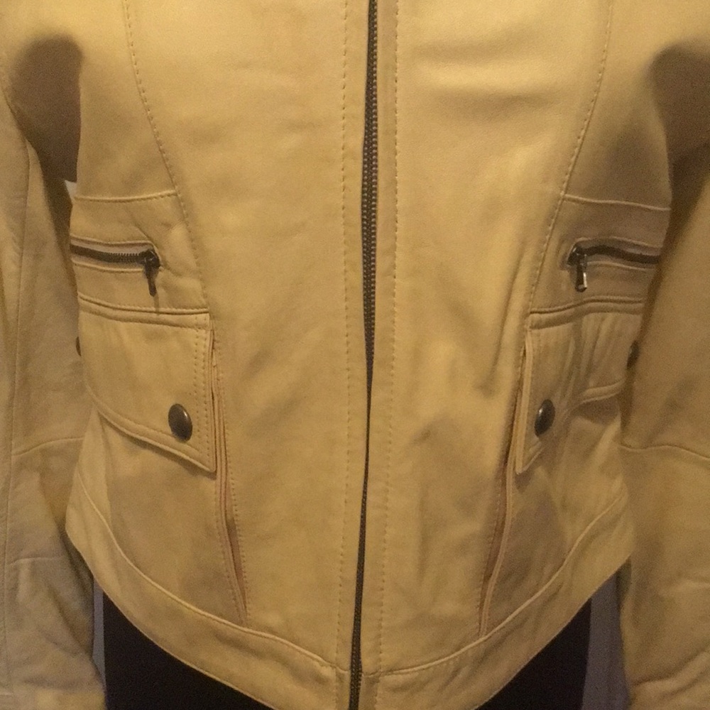 Tibia Leather Jacket Pale Yellow Large - image 2